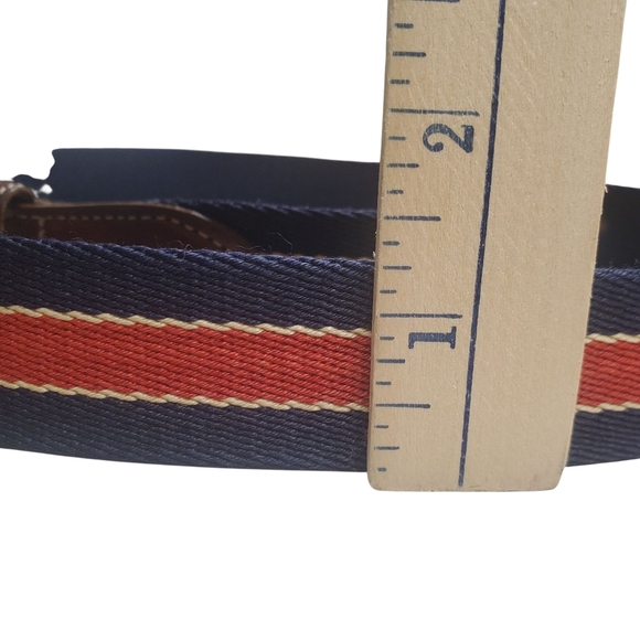 Lands' End Canvas & Leather Belt. Red and Blue. 36" - Picture 9 of 9
